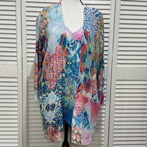 Chico’s Multicolor Ikat Print Cardigan & Tank Set – Size 3 (XL)